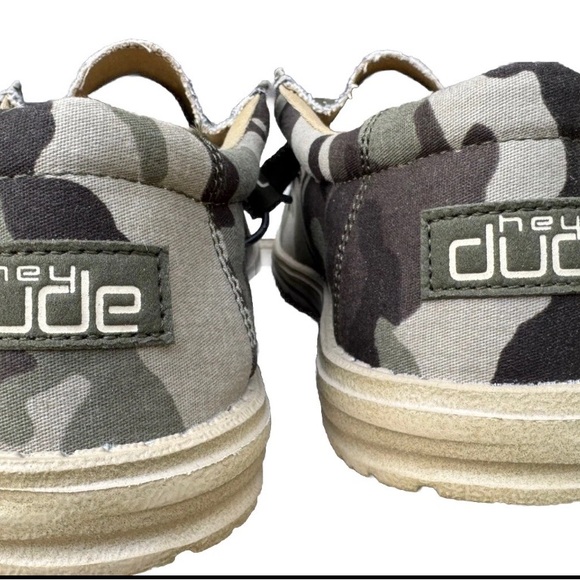 Hey Dude Men\'s Green and Black Camouflage Slip-Ons